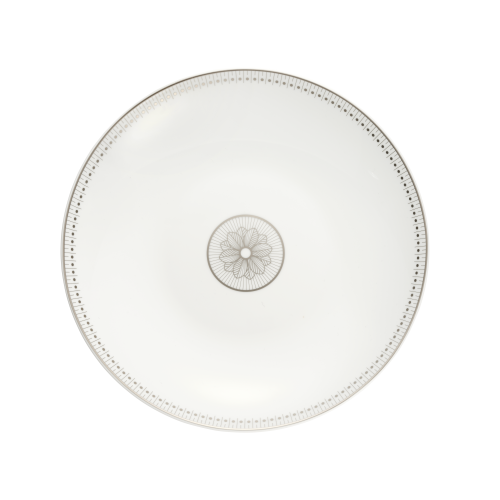 christofle Plat rond creux en porcelaine finition Platine