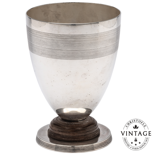 christofle Vintage Silver-Plated Wood Base Sport Cup