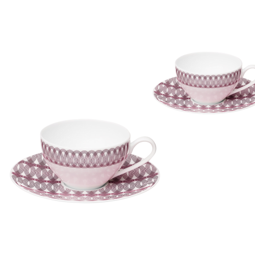 christofle Set of 2 Porcelain Tea Cups and Saucers