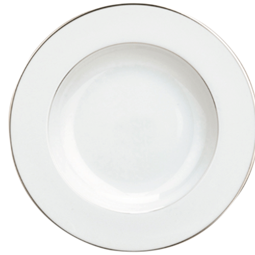 christofle Assiette creuse à aile en porcelaine finition platine