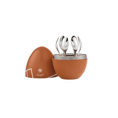 christofle MOOD Coffee - Ensemble 6 cuillères à espresso en métal argenté avec écrin