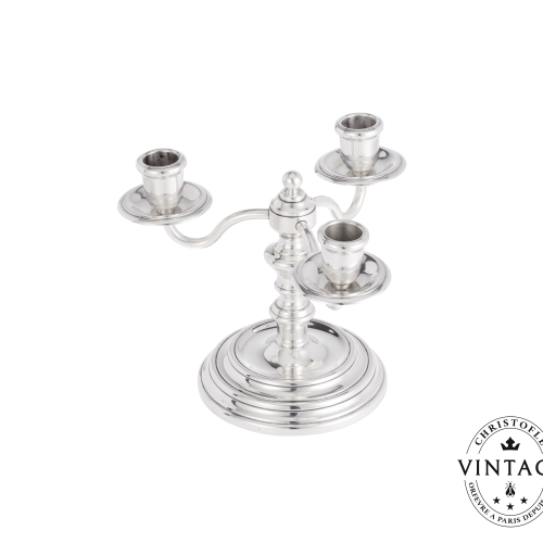 christofle Vintage Silvered Three Light Candelabra