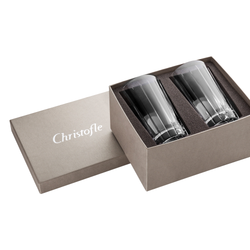christofle Lot de 2 verres haut en cristal