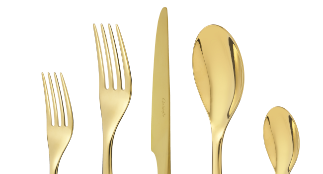 christofle gold stainless steel 5-piece place setting  2