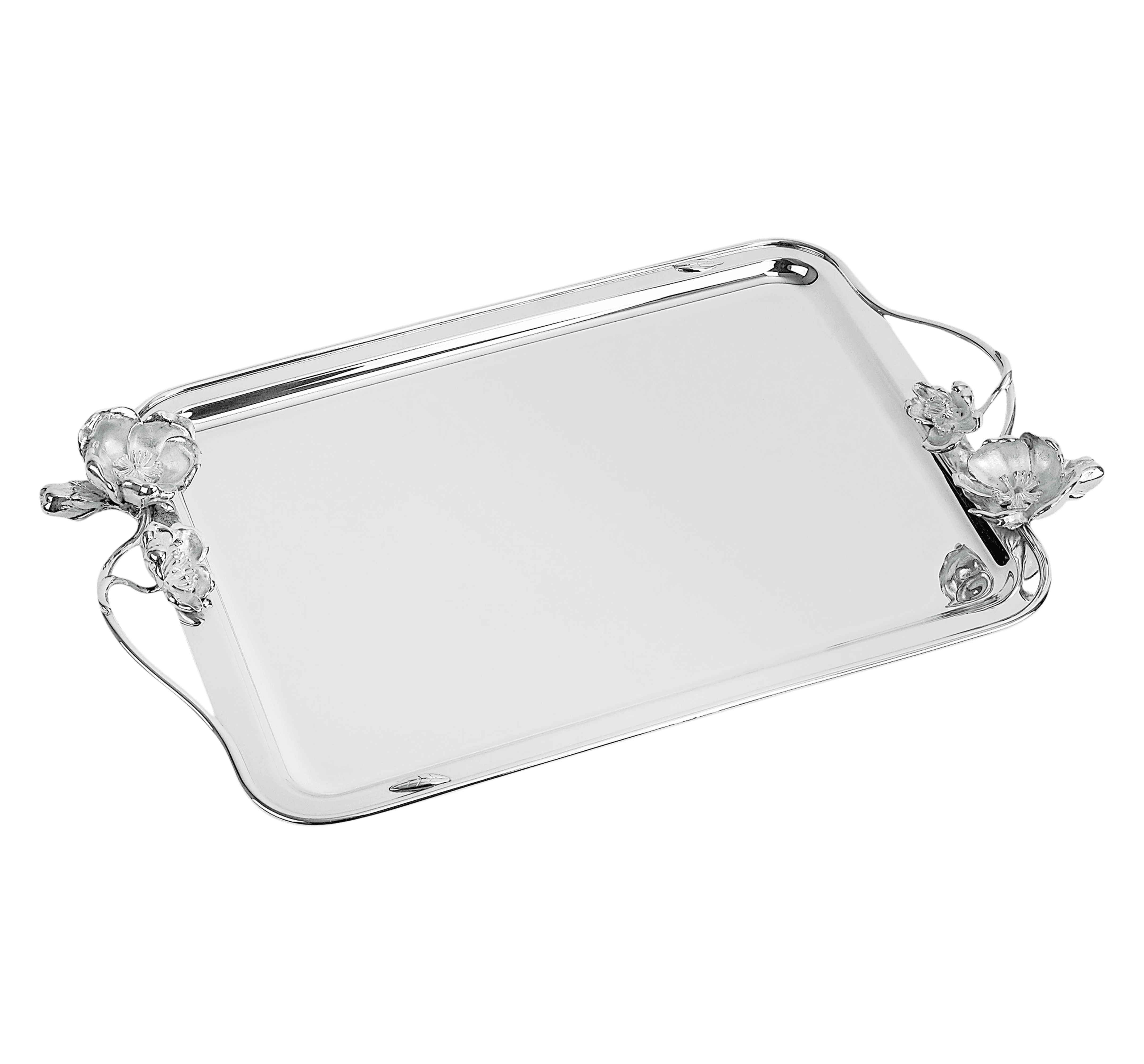 christofle Plateau rectangulaire à anses en métal argenté - 43 x 31 cm