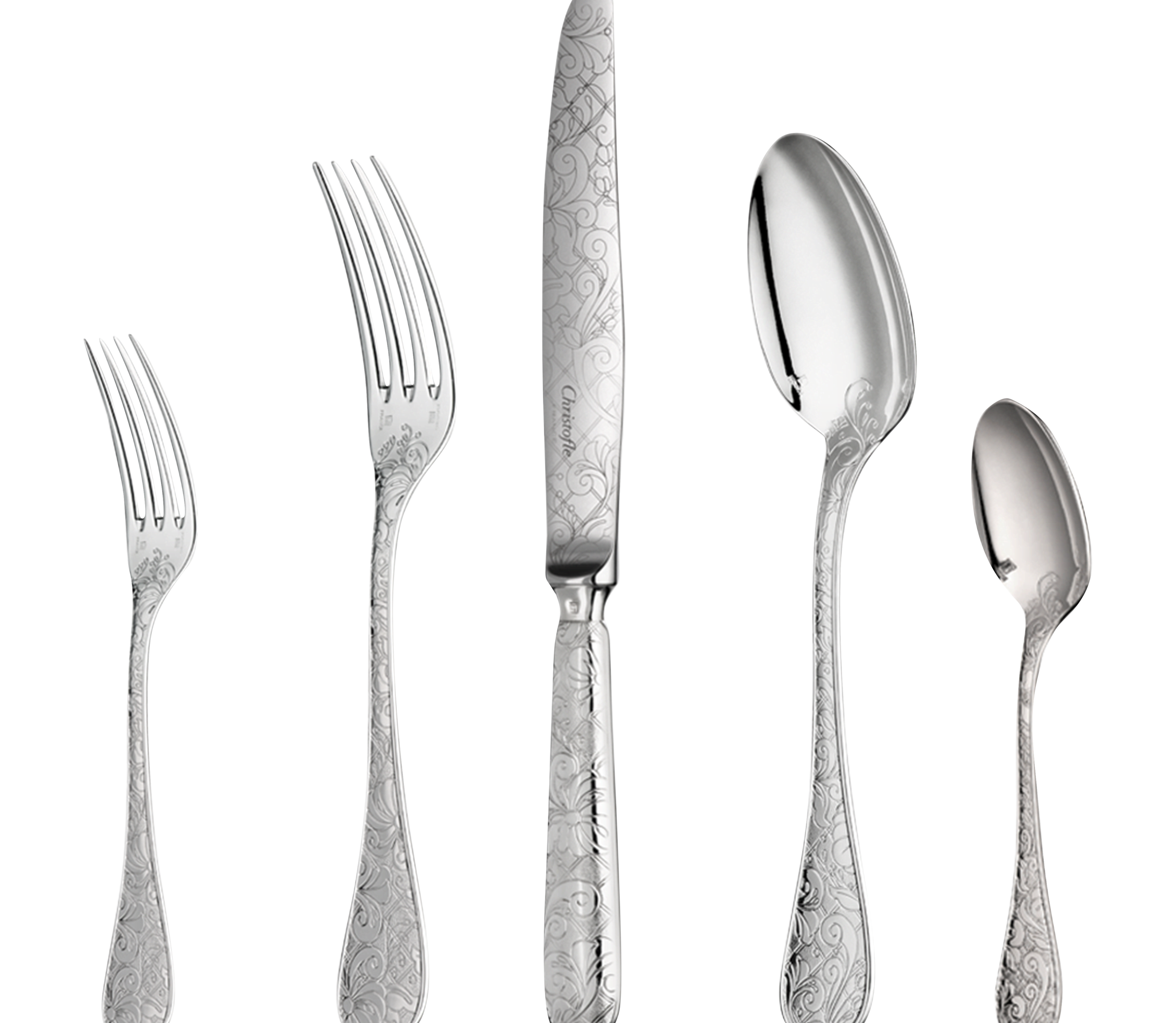 christofle ensemble individuel (5 pièces) en argent massif 1