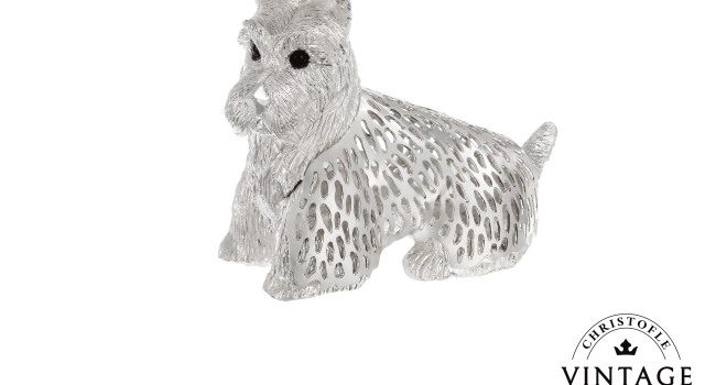 christofle Vintage Silvered Sitting Baby Scottisch Terrier