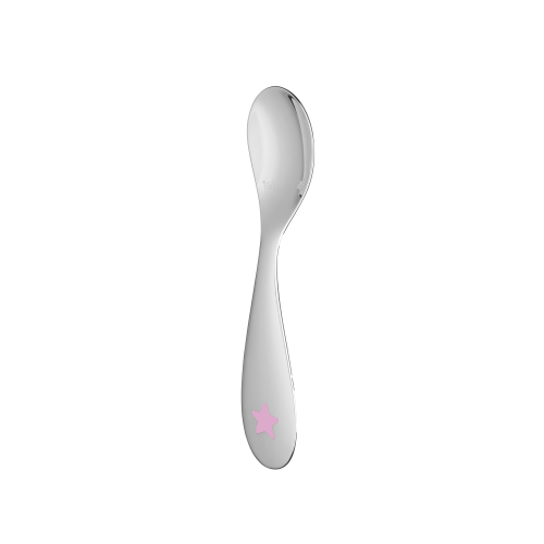 christofle Cuillère naissance en métal argenté étoile rose