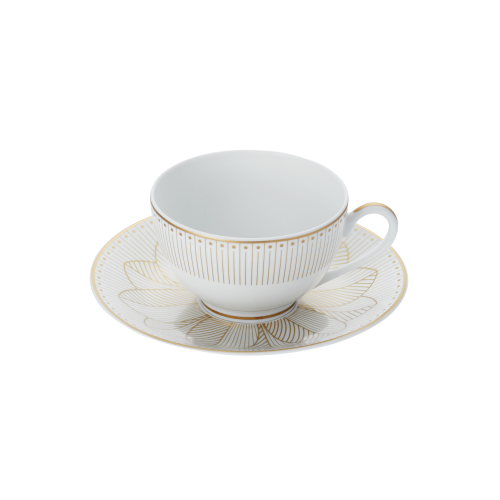 christofle Ensemble de 2 tasses à thé et soucoupes finition Or