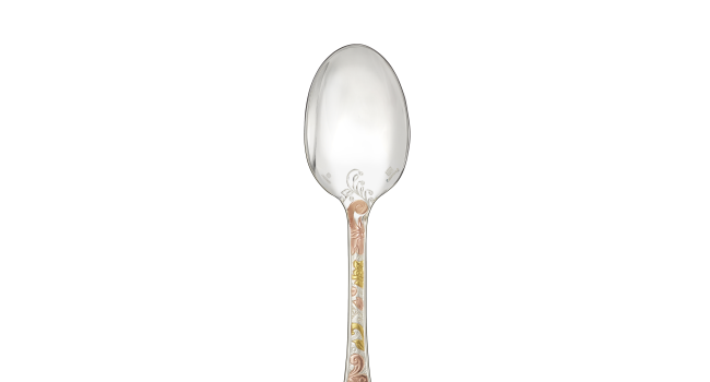 christofle Partially Gilded Rose & Yellow Gold Dessert Spoons