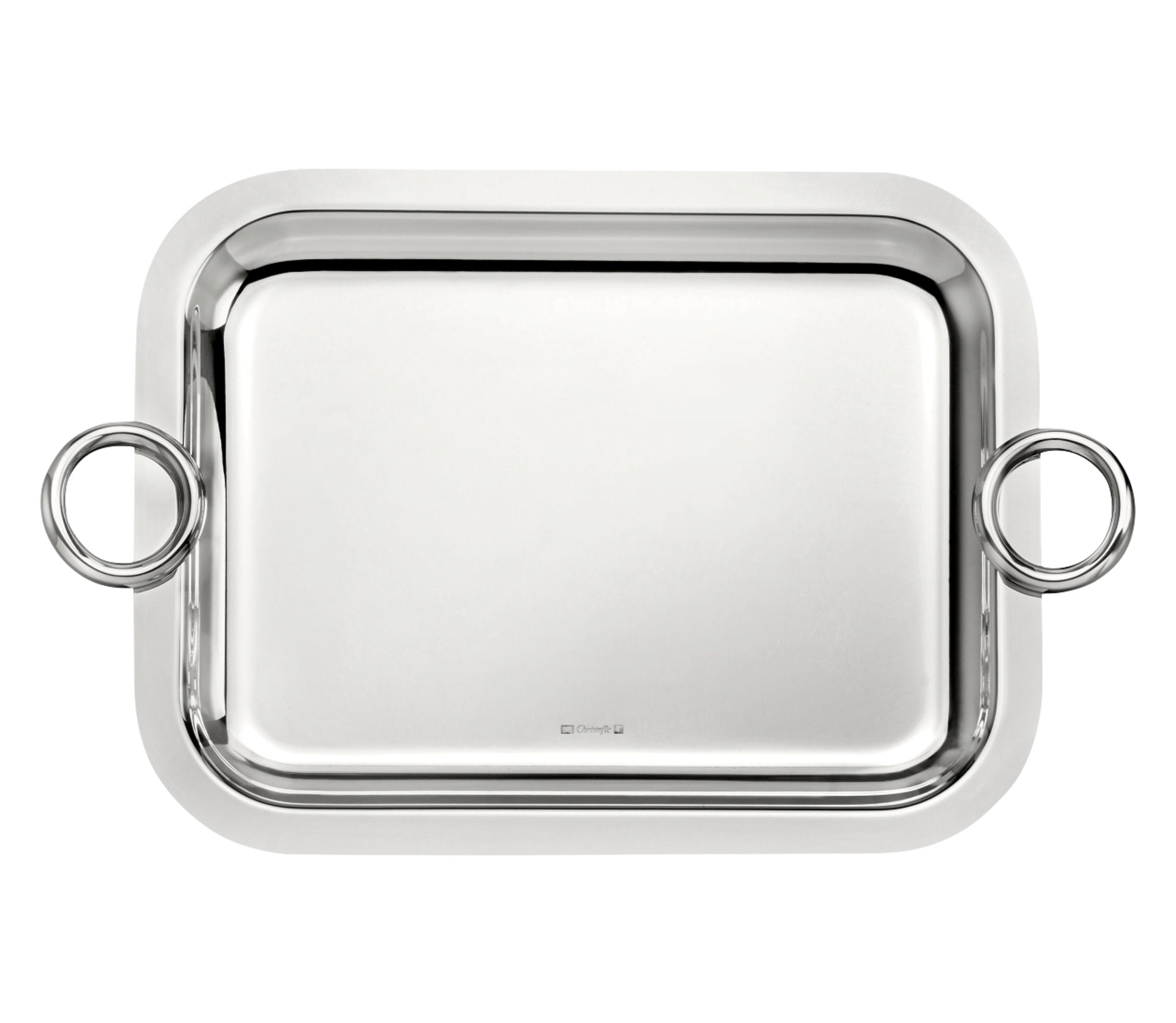 christofle Plateau rectangulaire à anses en métal argenté - 26 x 20 cm