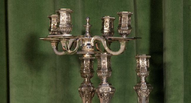 christofle vintage silvered four lights candelabra 0