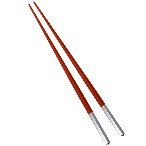 christofle Paire de baguettes japonaises rouges