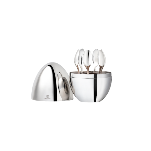 christofle Ensemble 6 cuillères à espresso en métal argenté avec écrin
