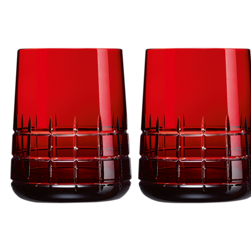 christofle Red Crystal Water Glasses - Set of Two 