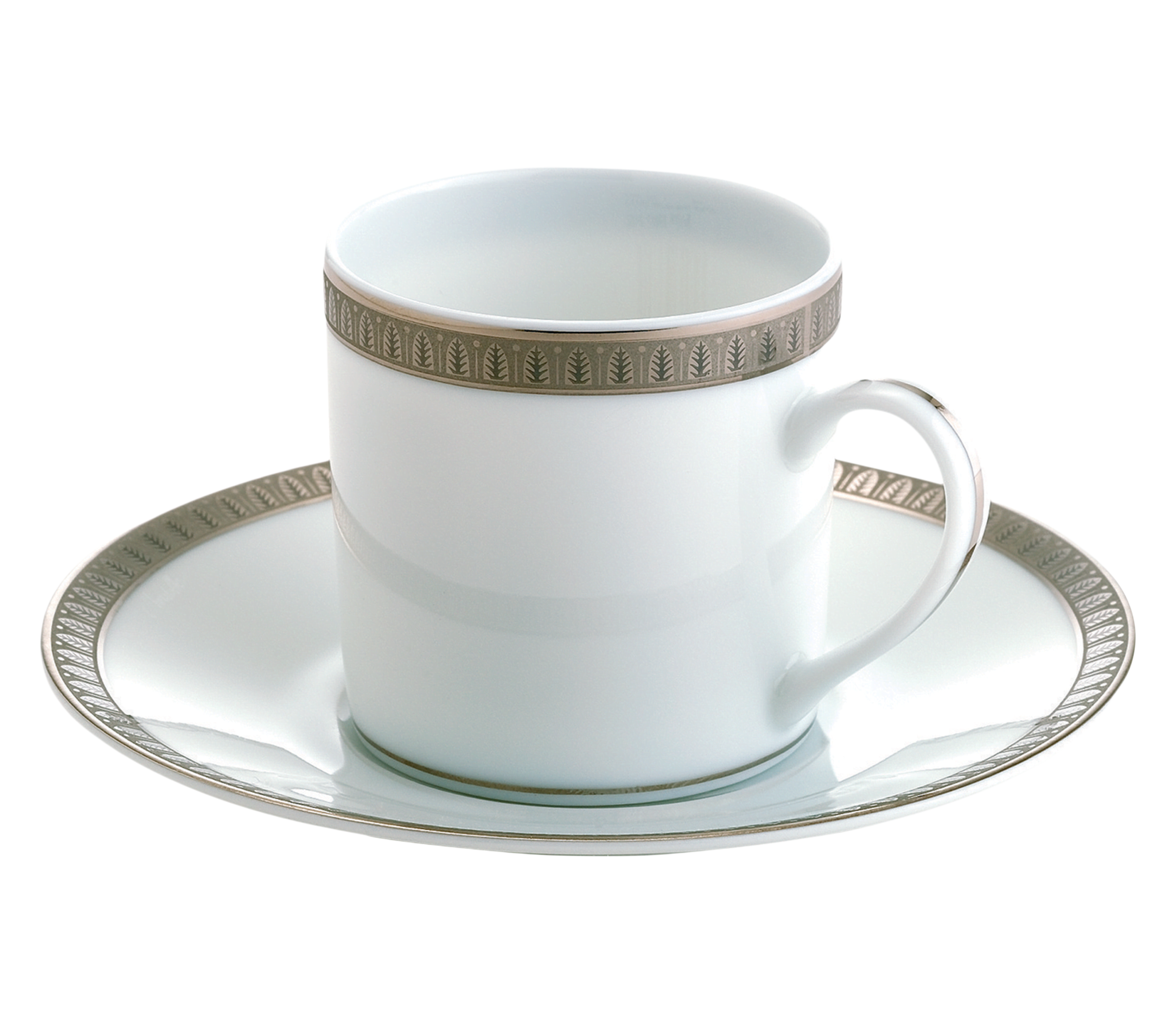 christofle Tasse à café avec soucoupe en porcelaine finition platine