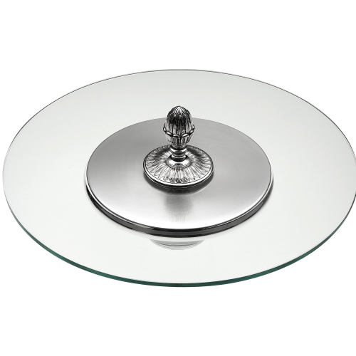 christofle Plateau à fromage en métal argenté et verre - 35 cm
