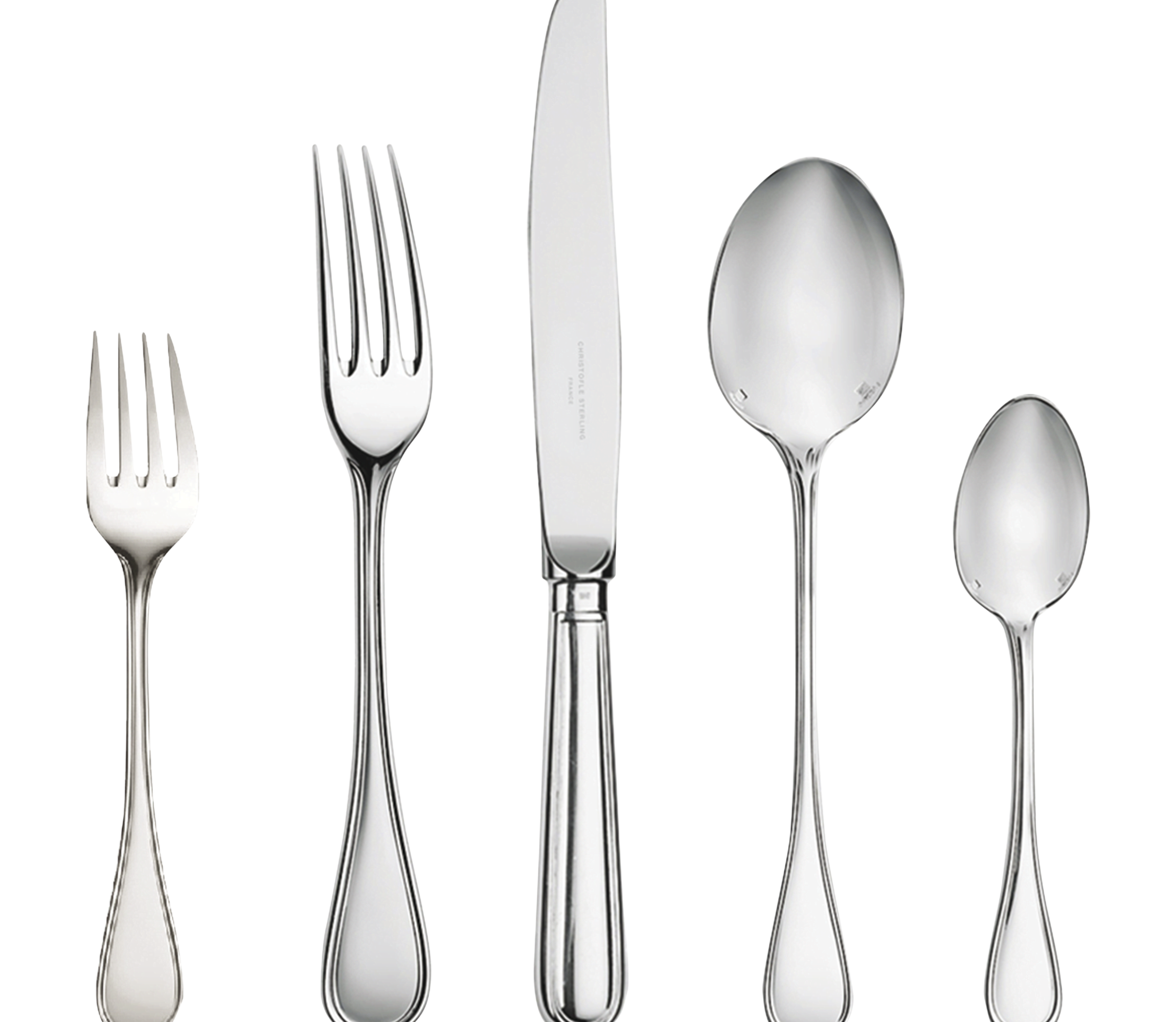 christofle ensemble individuel (5 pièces) en argent massif 1