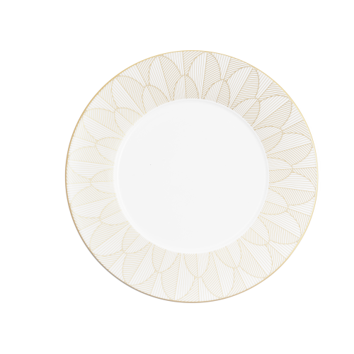 christofle Dinner Porcelain Plate Gold Finish