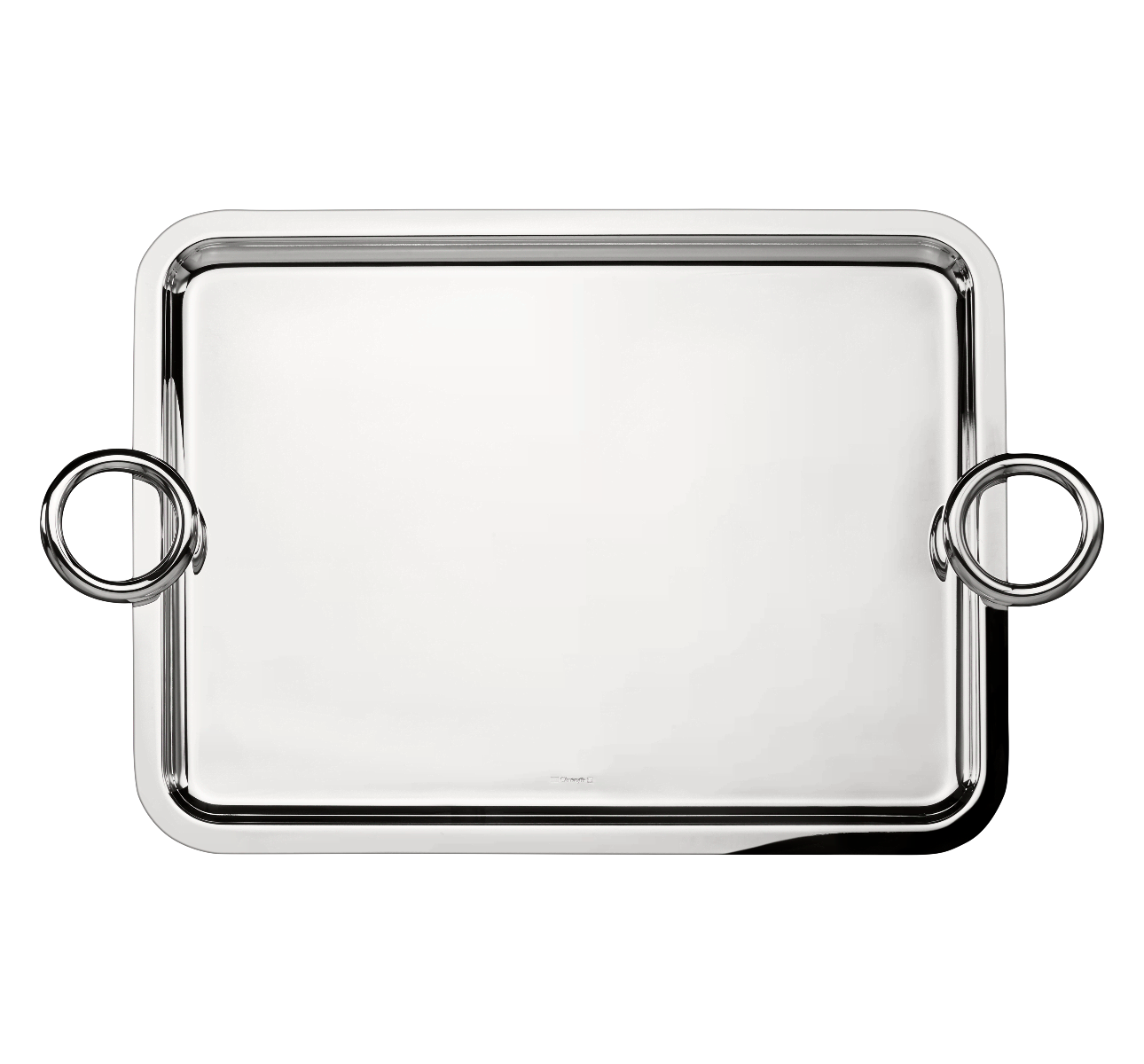 christofle Plateau rectangulaire à anses en métal argenté - 43 x 31 cm