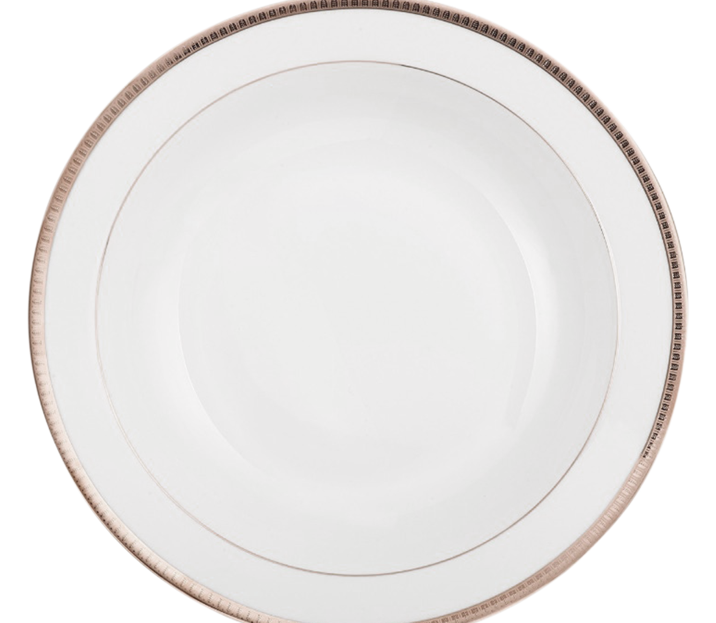 christofle Plat rond creux en porcelaine finition platine