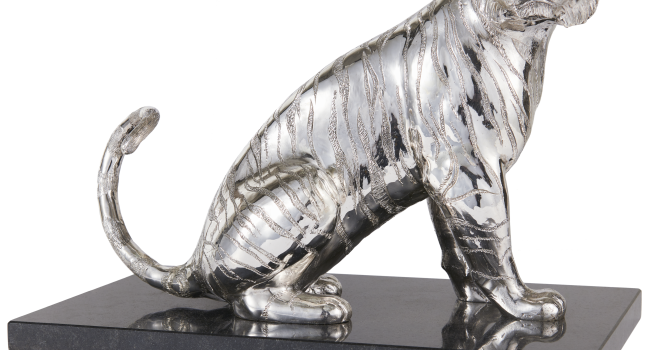 christofle Tigre assis en Argent massif - Haute Orfèvrerie