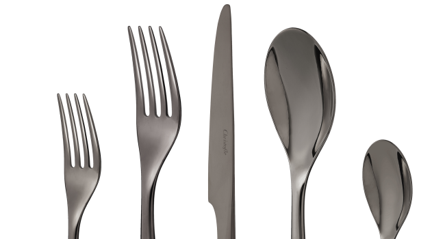 christofle black stainless steel 5-piece place setting 2