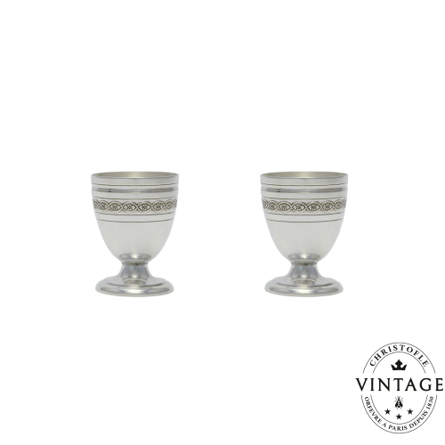 christofle Vintage Silvered Egg Cups - Set of 2