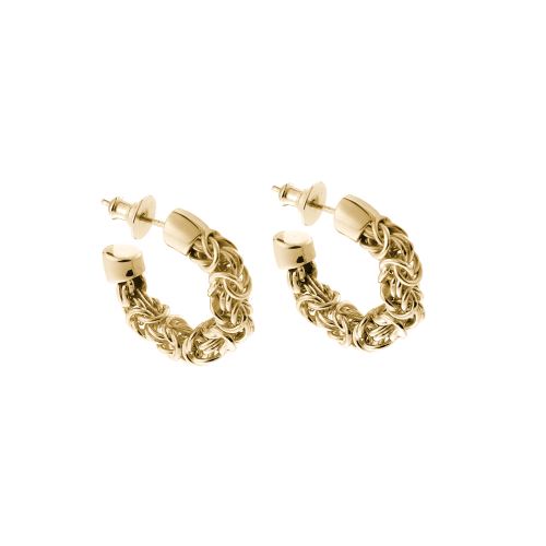 christofle Boucles d'Oreilles Créoles en argent massif Doré 18 carats