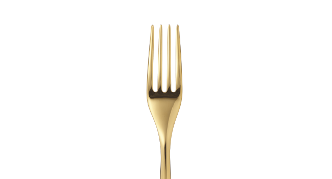 christofle Fourchette de table en acier - coloris or