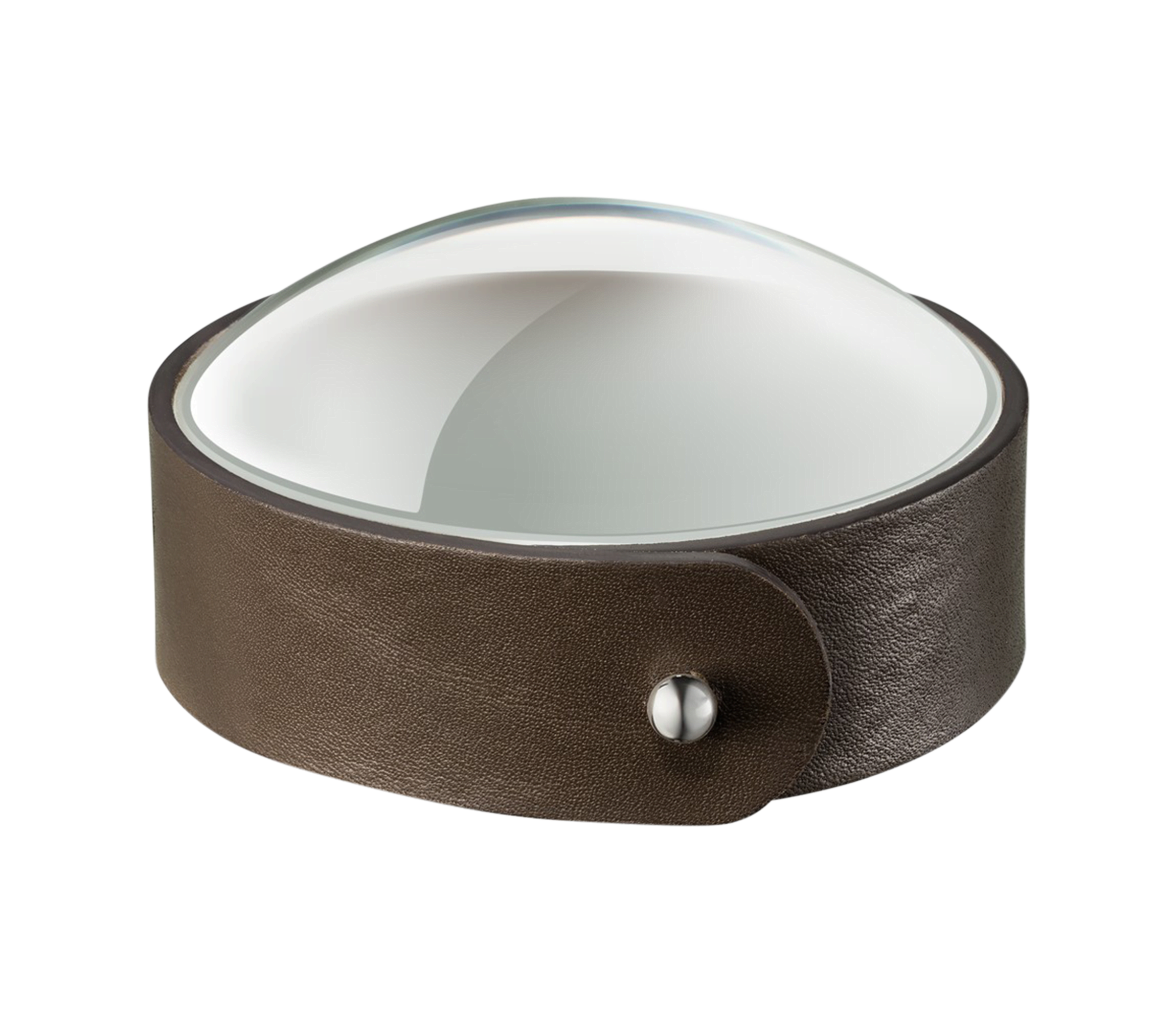 christofle Glass & Bronze Leather Paperweight