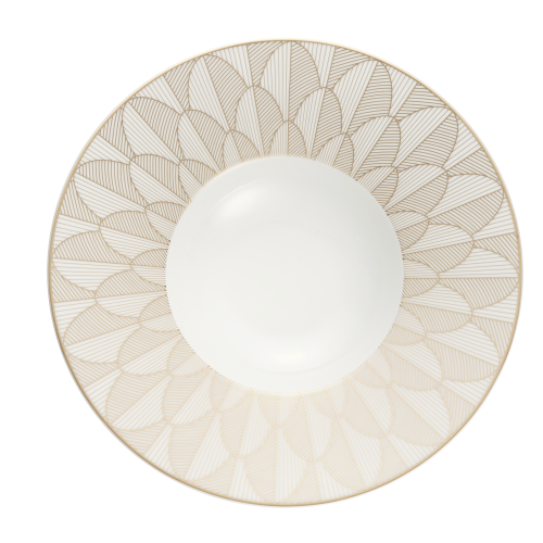 christofle Assiette creuse à aile large en porcelaine finition Or