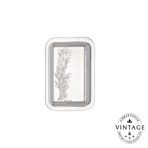 christofle Vintage Silvered Bamboo Herbarium Rectangular Tray