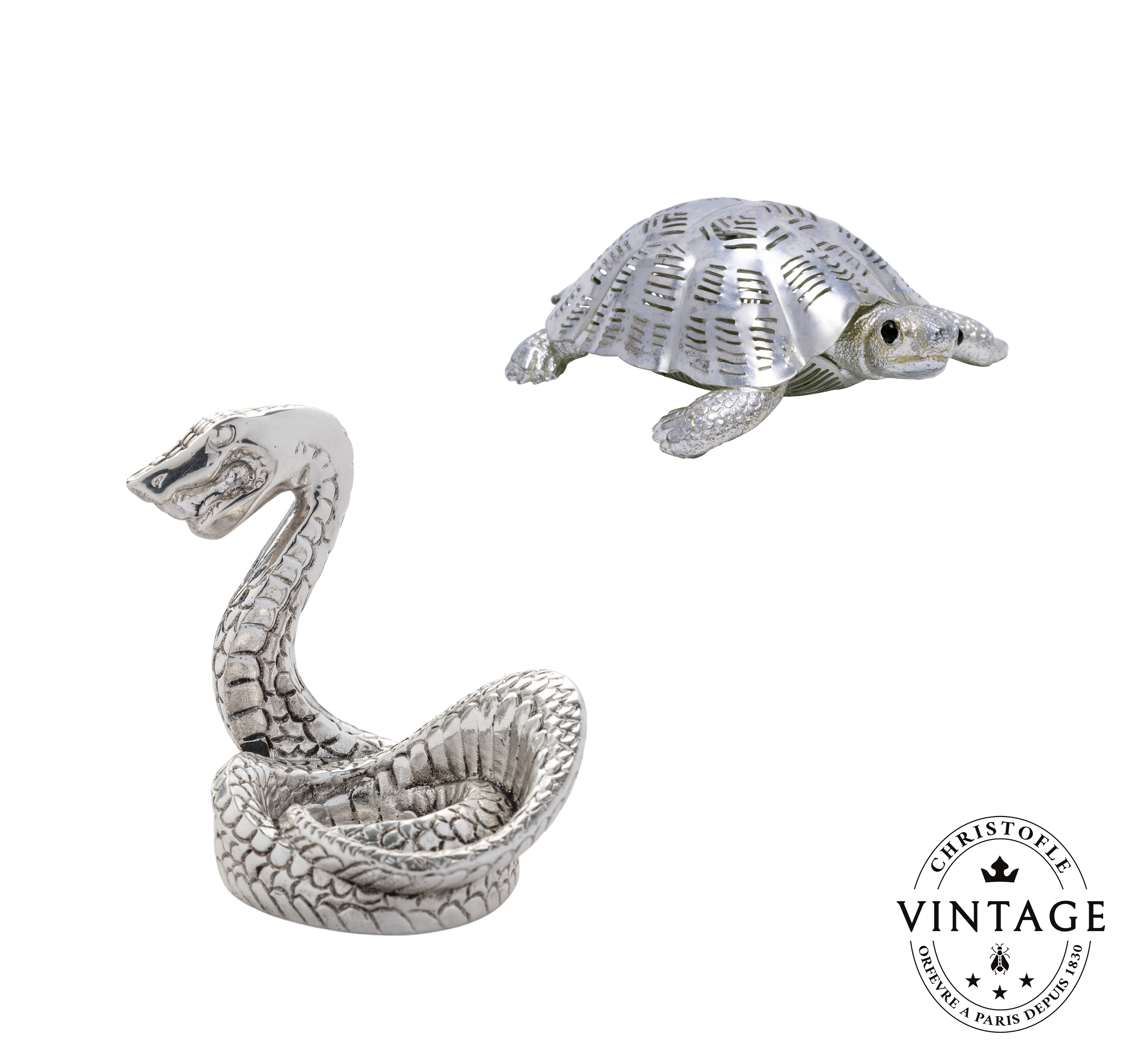 christofle Compose your Vintage Silvered Reptile Set