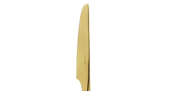 christofle Couteau de table en acier - coloris or