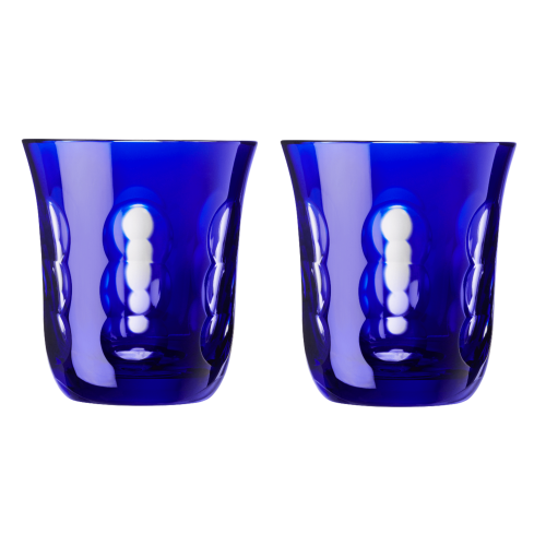 christofle Lot de 2 verres à eau en cristal bleu