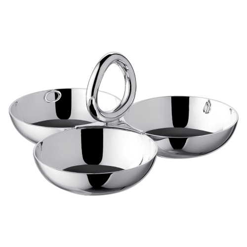 Medium Silver-Plated 3-Bowl Snack Dish Vertigo