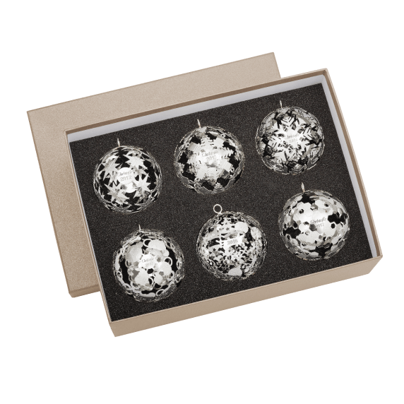 christofle set of 6 christmas ornaments ornement de noël silver plated 04254648000001 1