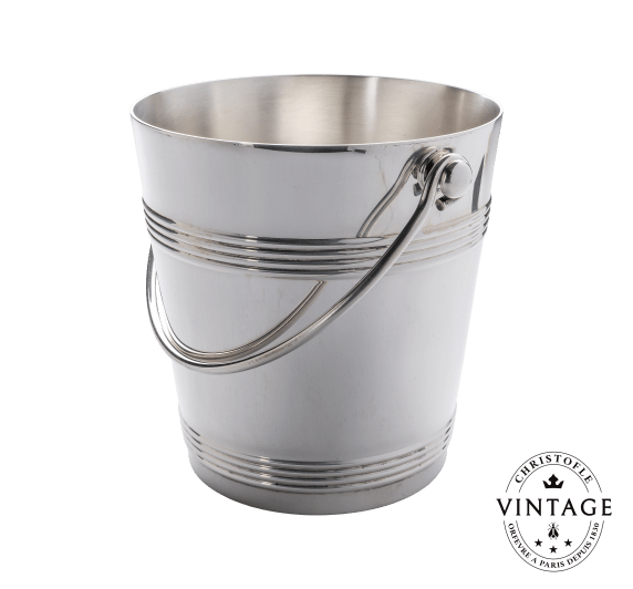 christofle biarritz ice bucket with moving handle, silverware - vintage 1