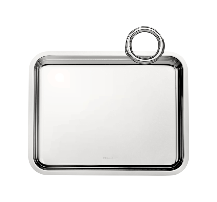 Silver Plated Rectangular Tray with 1 Handle - 20 x 16 cm