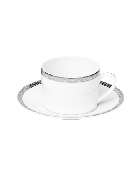 Porcelain Tea Cup and Saucers Platinum Finish