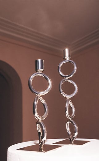 Vertigo Silver-Plated Four-Ring Candlestick Vertigo Silver-Plated Four-Ring Candlestick