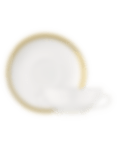 Porcelain Soup Bowl and Saucer Gold Finish