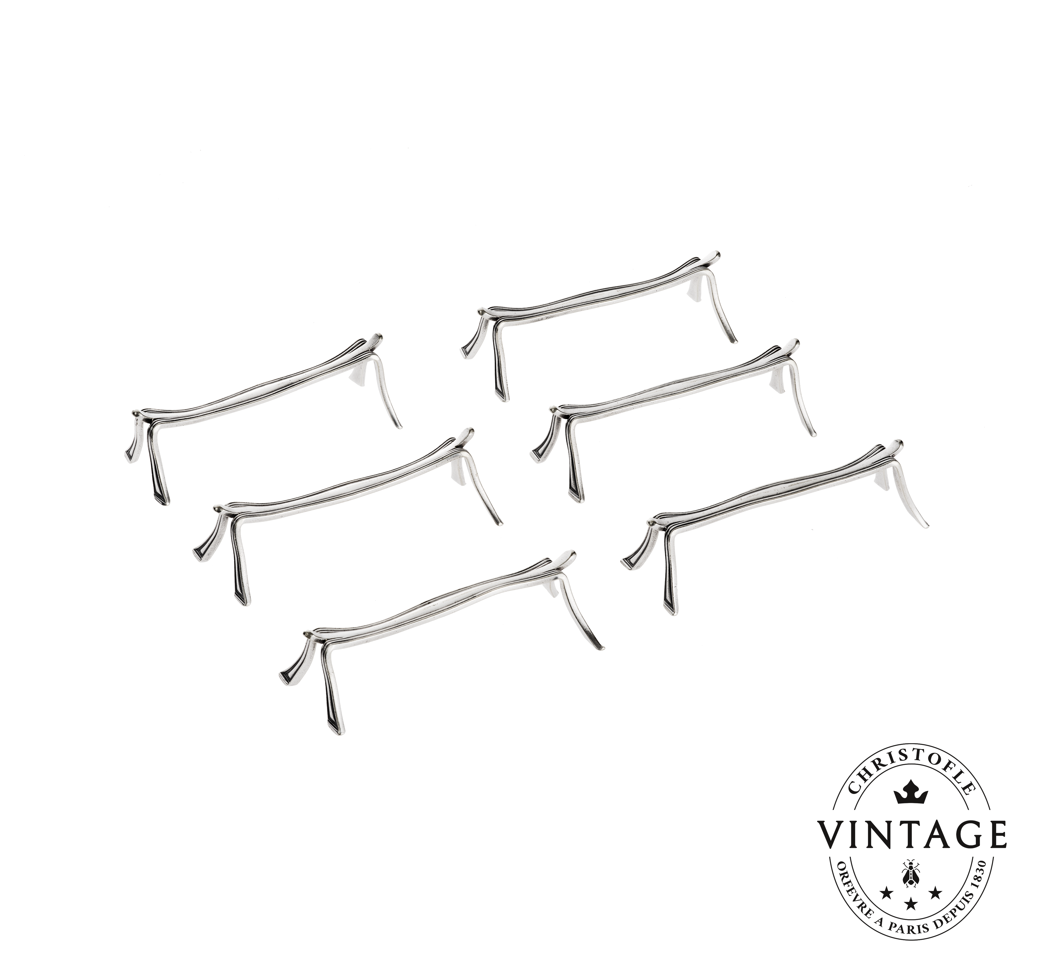 christofle vintage silvered knife holders - set of 6 2