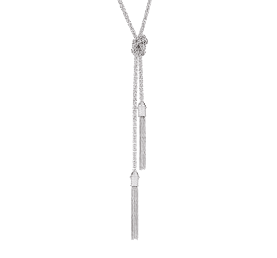 Sterling Silver Tie Necklace Chain Pompon - Main Image