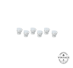 Silverware liqueur glass holders feature an arabesque pattern of apple blossom flowers