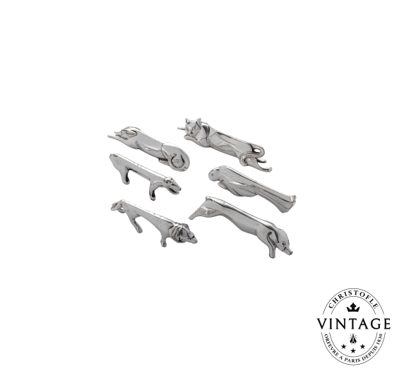 christofle set of 6 knife rests, silverware - vintage 1