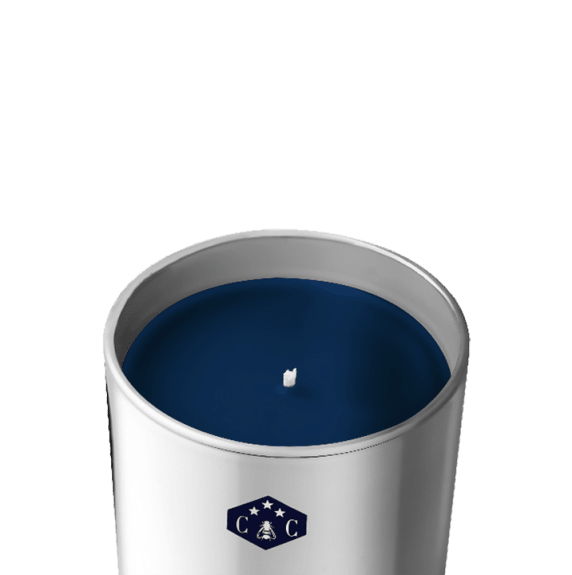christofle lune d’argent candle with a palladium plated bee 3
