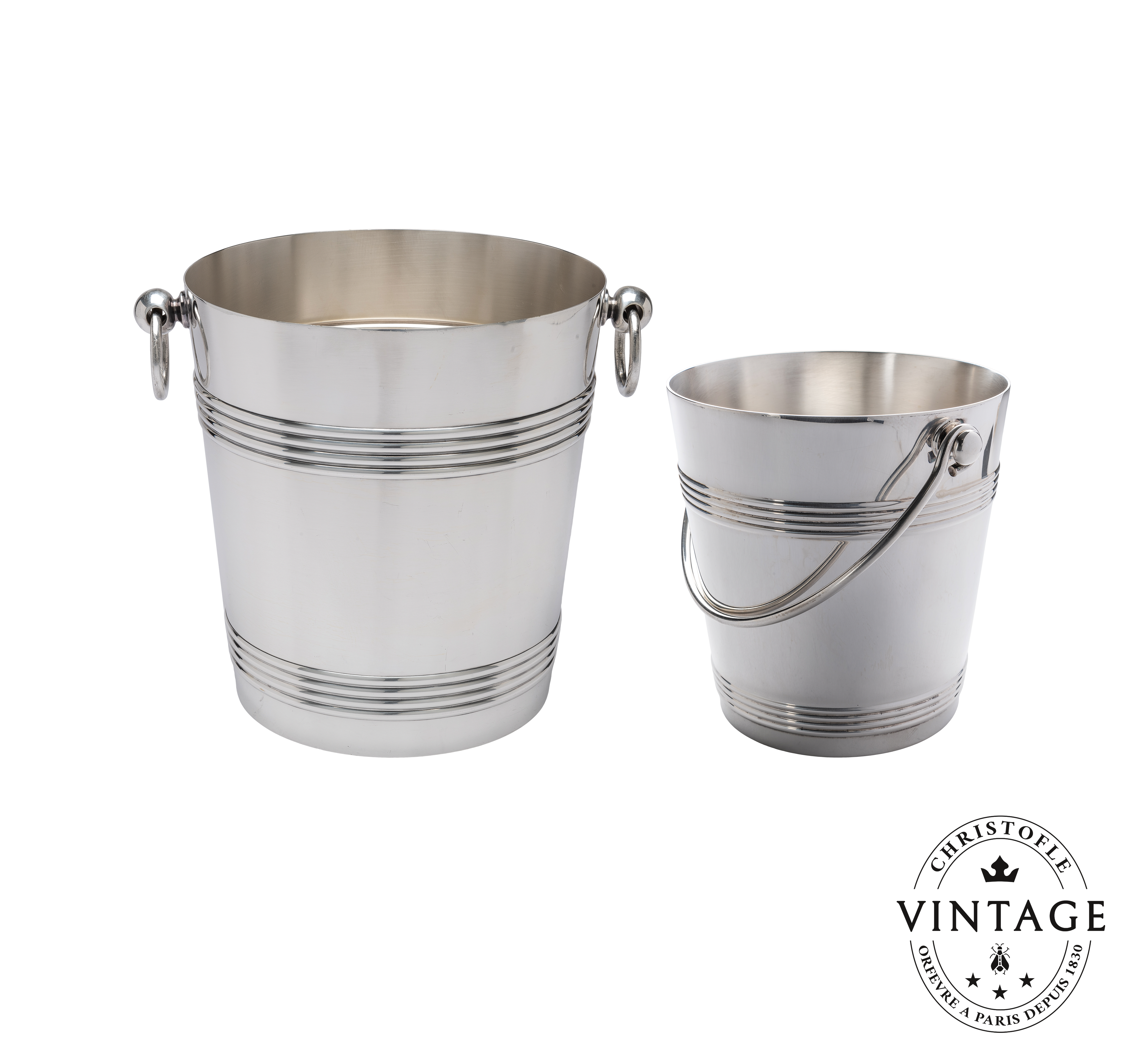 christofle champagne and ice buckets, silverware - vintage 0