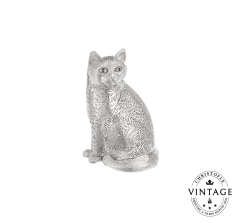 christofle vintage silvered sitting cat 1